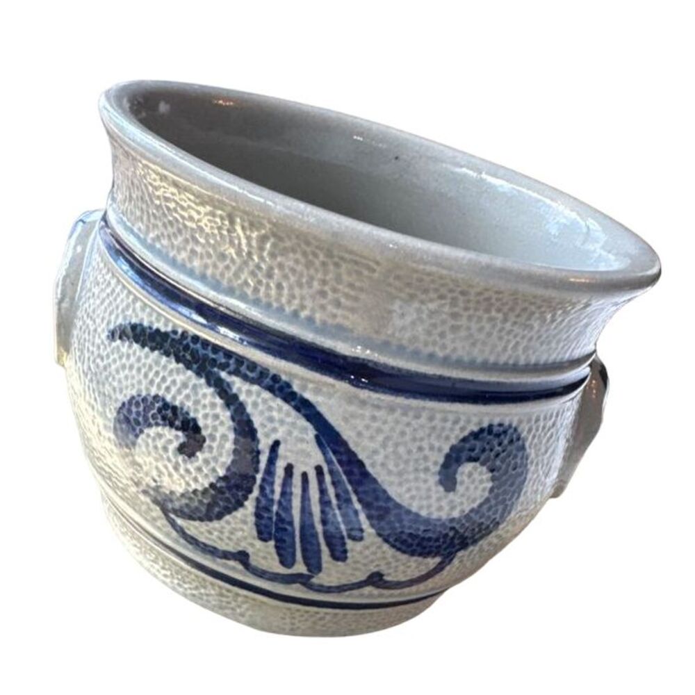 Vintage German Staffel Gerzit Cobalt Blue‎ And Grey Crock